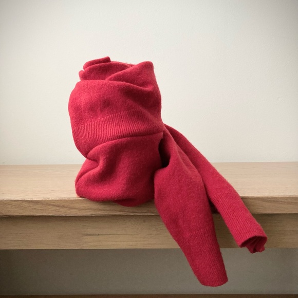 joodito 100% cashmere origami snake scarf wraparound wrap oversized slouchy red - Picture 11 of 11